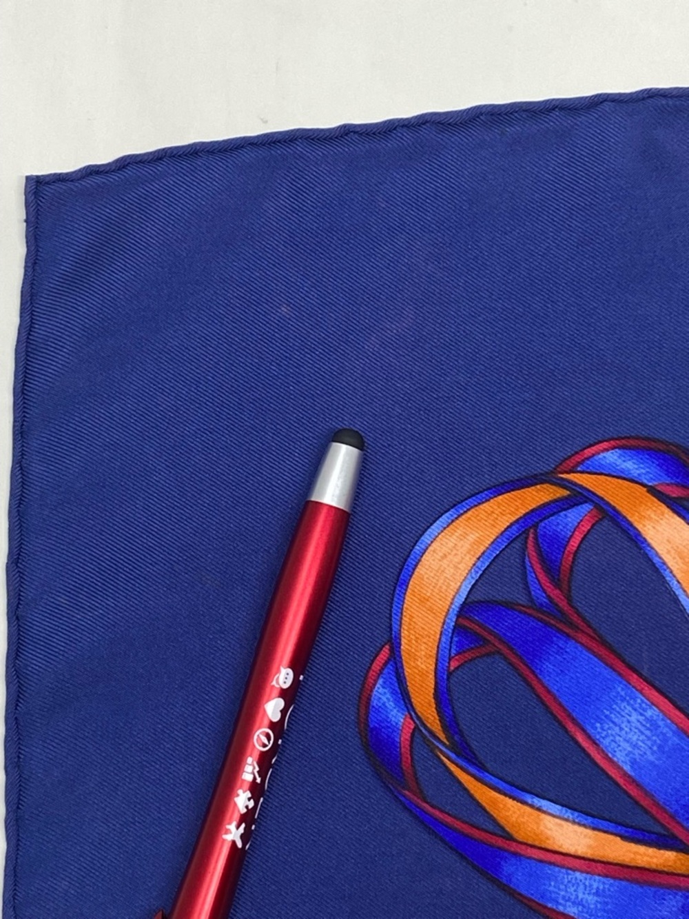 Hermes Navy Blue Multicolor 'Les Rubans du Cheval' Silk Scarf - Picture 11 of 16
